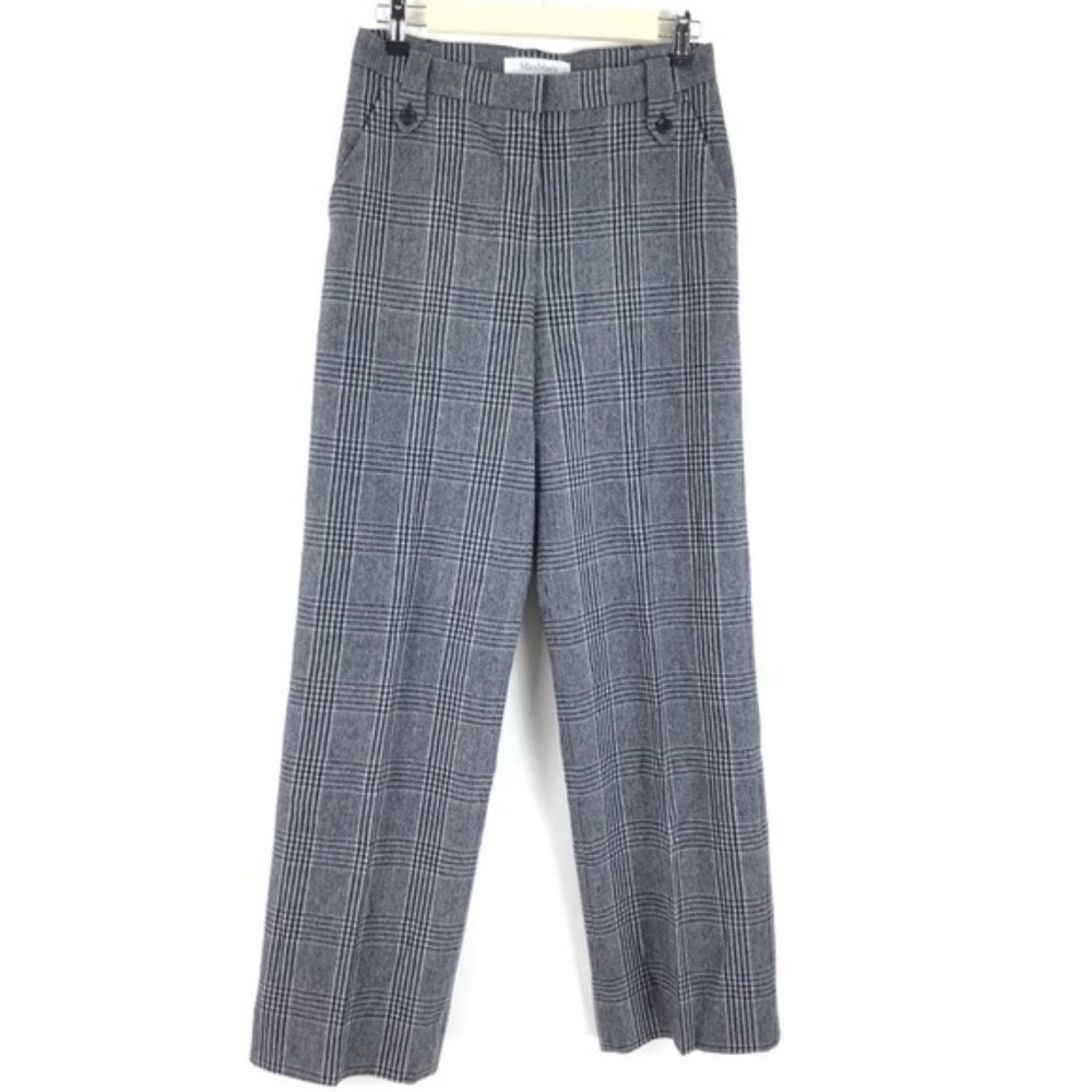 MaxMara Wool Plaid Dress Pants Trousers Plaid 6